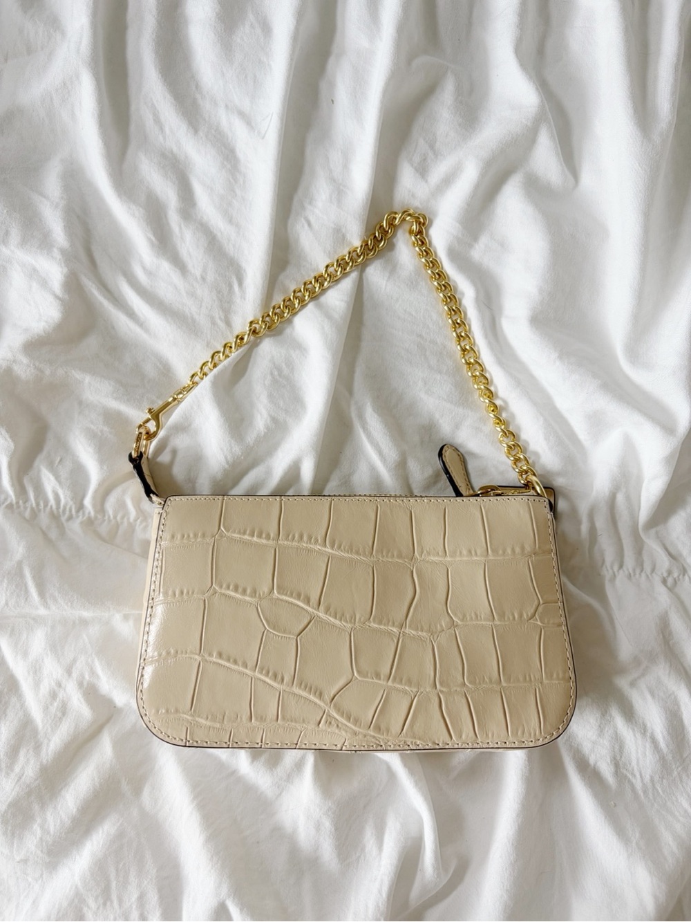 COACH Nolita 20 Croc Embossed Beige Leather Wristlet Pouch - Picture 3 of 15